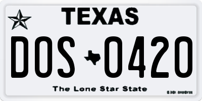 TX license plate DOS0420