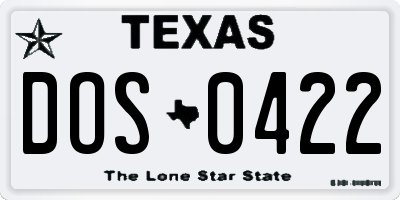 TX license plate DOS0422