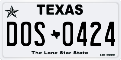 TX license plate DOS0424