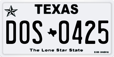 TX license plate DOS0425
