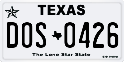 TX license plate DOS0426