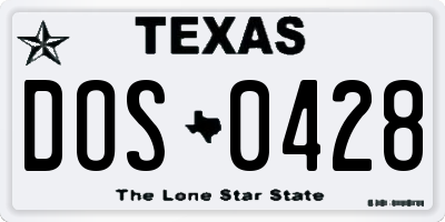 TX license plate DOS0428