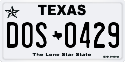 TX license plate DOS0429