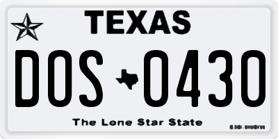 TX license plate DOS0430