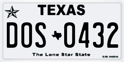 TX license plate DOS0432