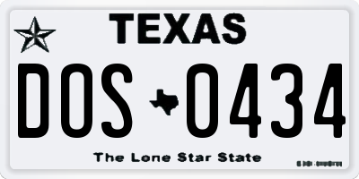 TX license plate DOS0434