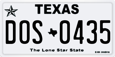 TX license plate DOS0435