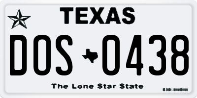 TX license plate DOS0438
