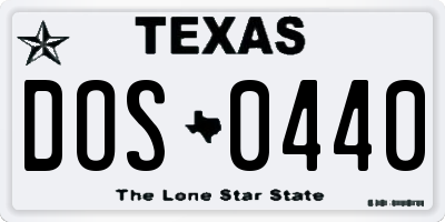 TX license plate DOS0440
