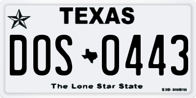 TX license plate DOS0443