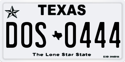 TX license plate DOS0444