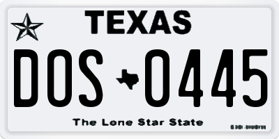 TX license plate DOS0445