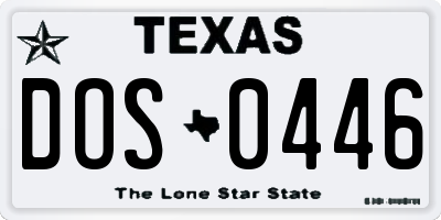 TX license plate DOS0446