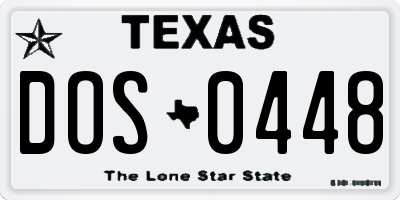 TX license plate DOS0448
