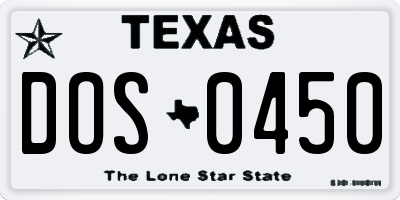 TX license plate DOS0450