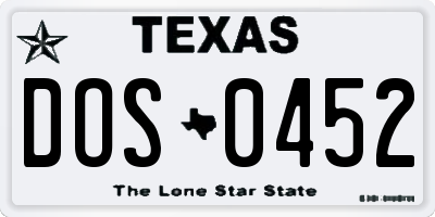 TX license plate DOS0452