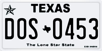 TX license plate DOS0453