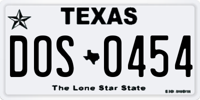 TX license plate DOS0454