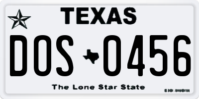 TX license plate DOS0456