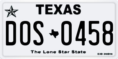 TX license plate DOS0458