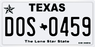TX license plate DOS0459