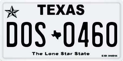 TX license plate DOS0460