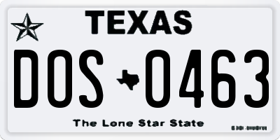 TX license plate DOS0463