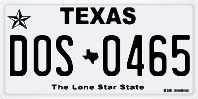 TX license plate DOS0465