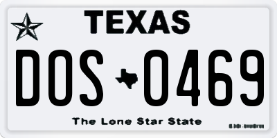 TX license plate DOS0469