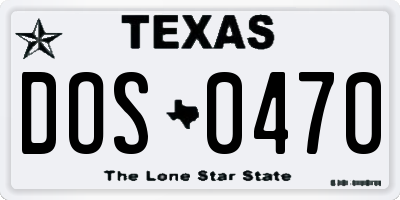 TX license plate DOS0470