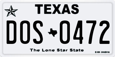TX license plate DOS0472
