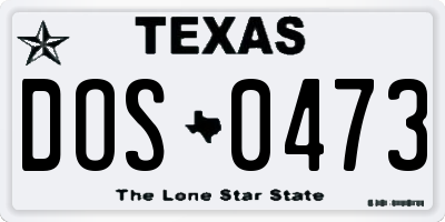 TX license plate DOS0473