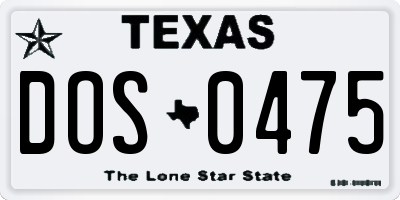 TX license plate DOS0475