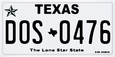 TX license plate DOS0476