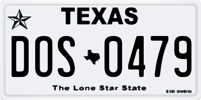 TX license plate DOS0479