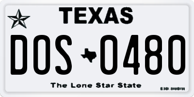 TX license plate DOS0480