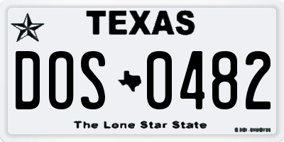 TX license plate DOS0482