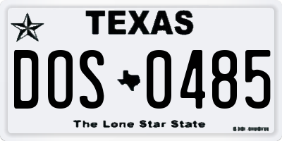 TX license plate DOS0485