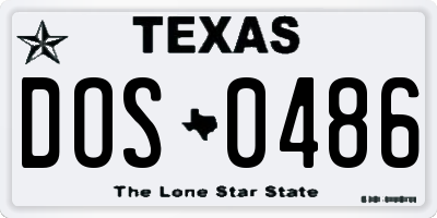 TX license plate DOS0486