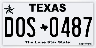 TX license plate DOS0487