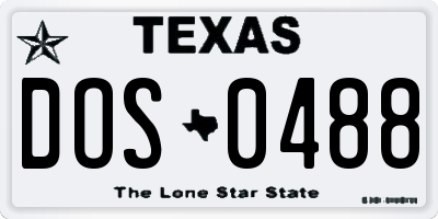TX license plate DOS0488