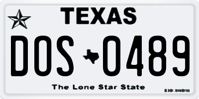 TX license plate DOS0489