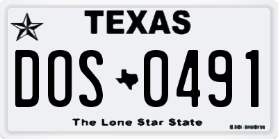 TX license plate DOS0491