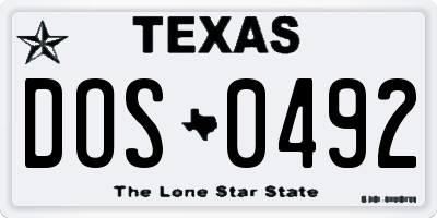 TX license plate DOS0492