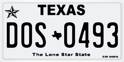 TX license plate DOS0493