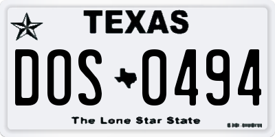 TX license plate DOS0494