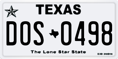 TX license plate DOS0498