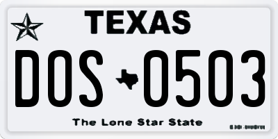 TX license plate DOS0503