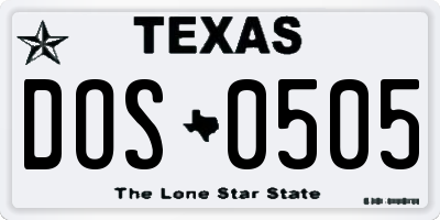 TX license plate DOS0505