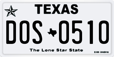 TX license plate DOS0510